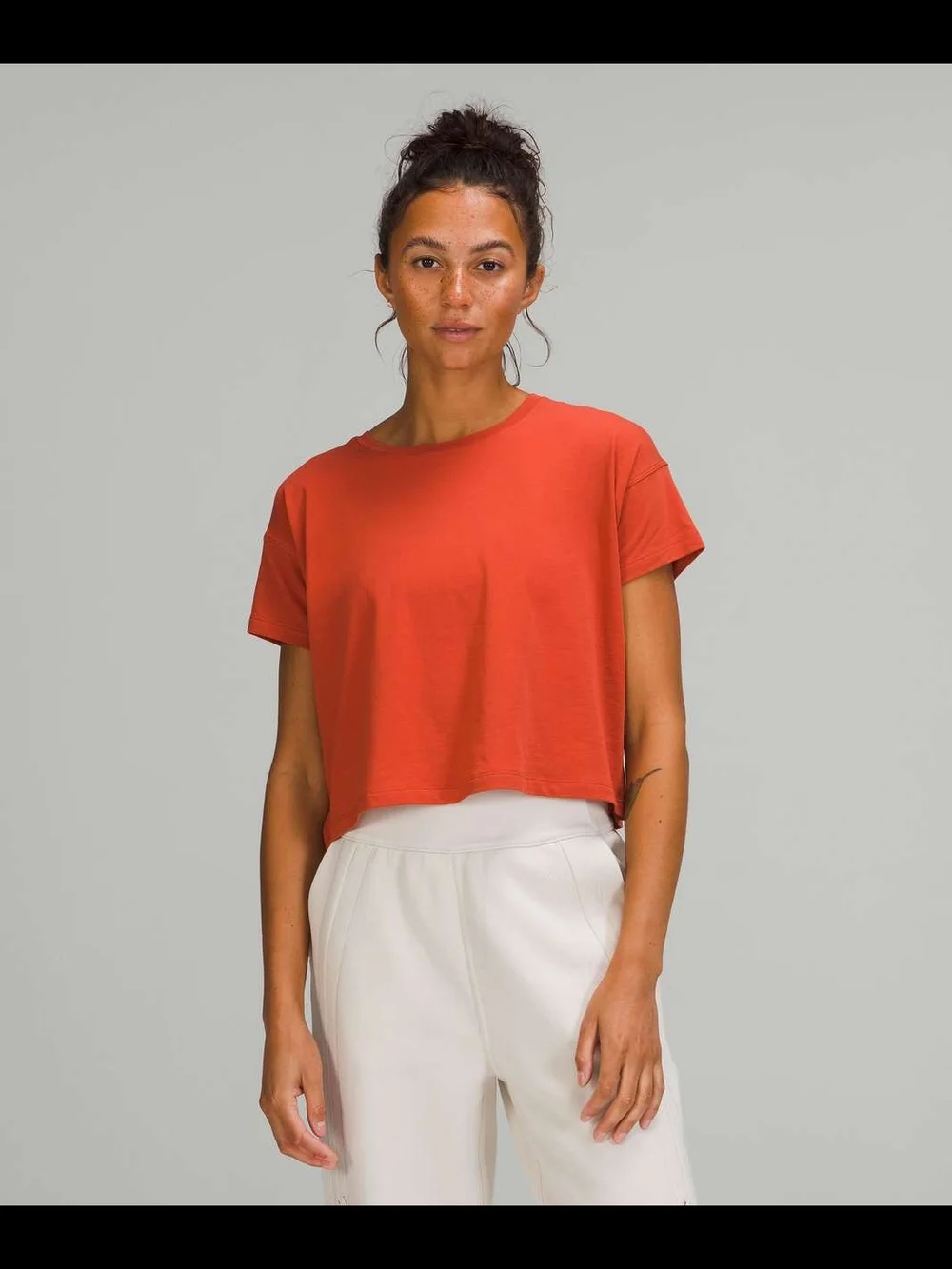 Lululemon Cates Tee Orange Boxy Cropped Short Sleeve T-shirt Top Womens Sz 4